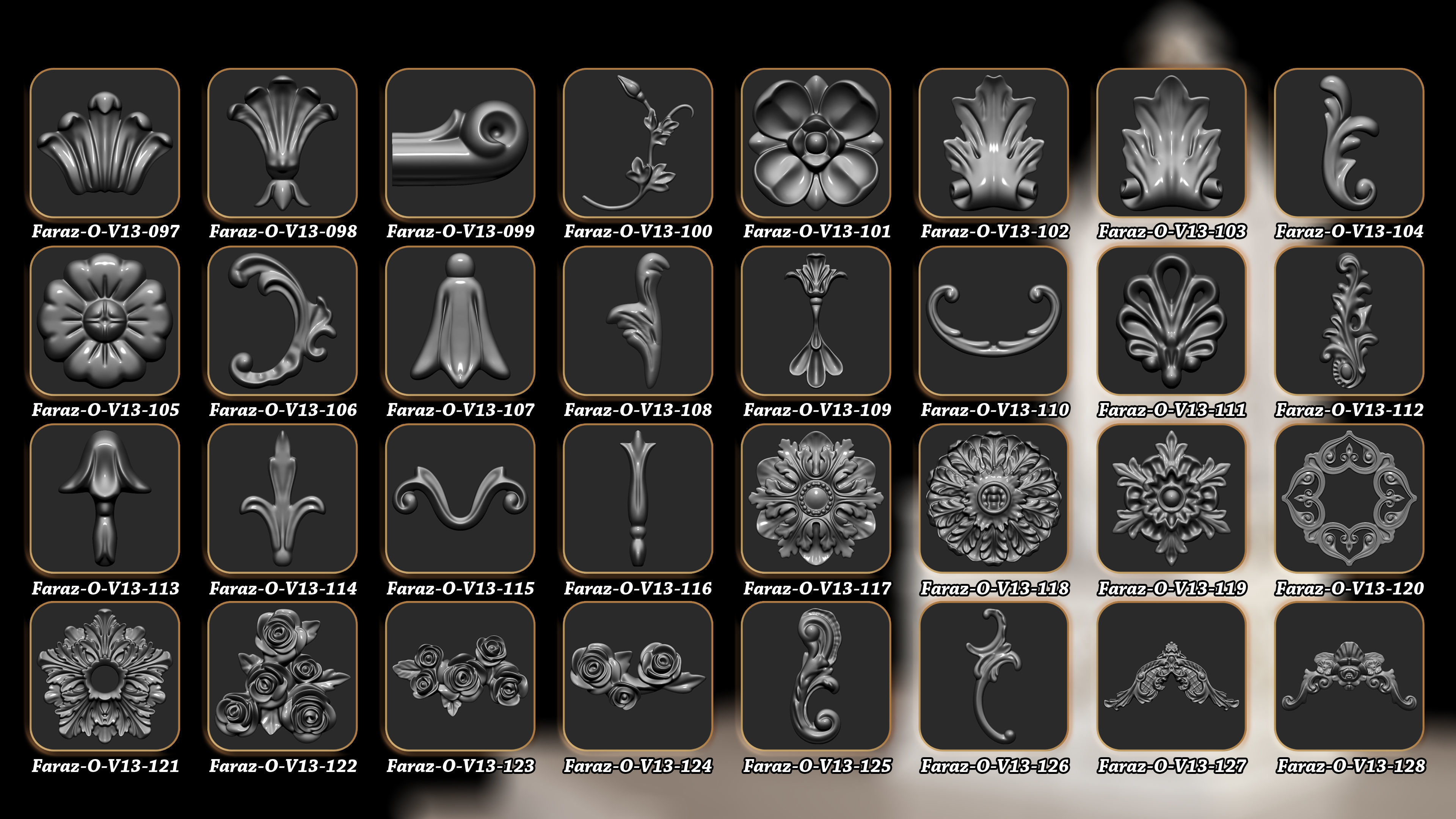 210 Ornament alpha brush and 3D Model Vol13 3D model_4