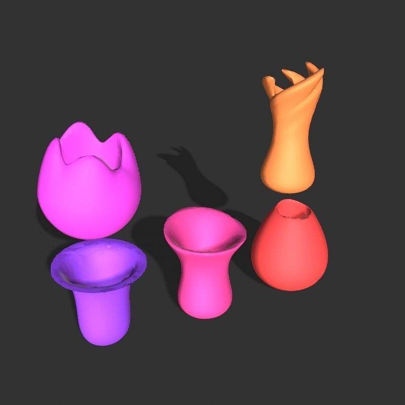 Low poly flowers collection mushroom Low-poly 3D model_46