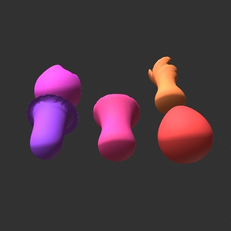 Low poly flowers collection mushroom Low-poly 3D model_42