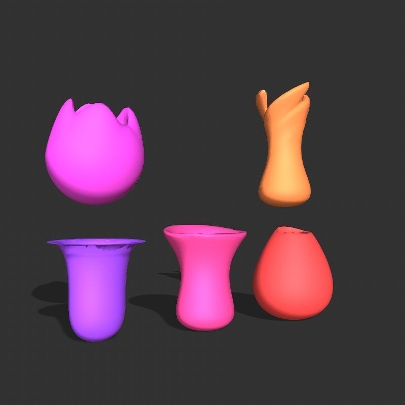 Low poly flowers collection mushroom Low-poly 3D model_44