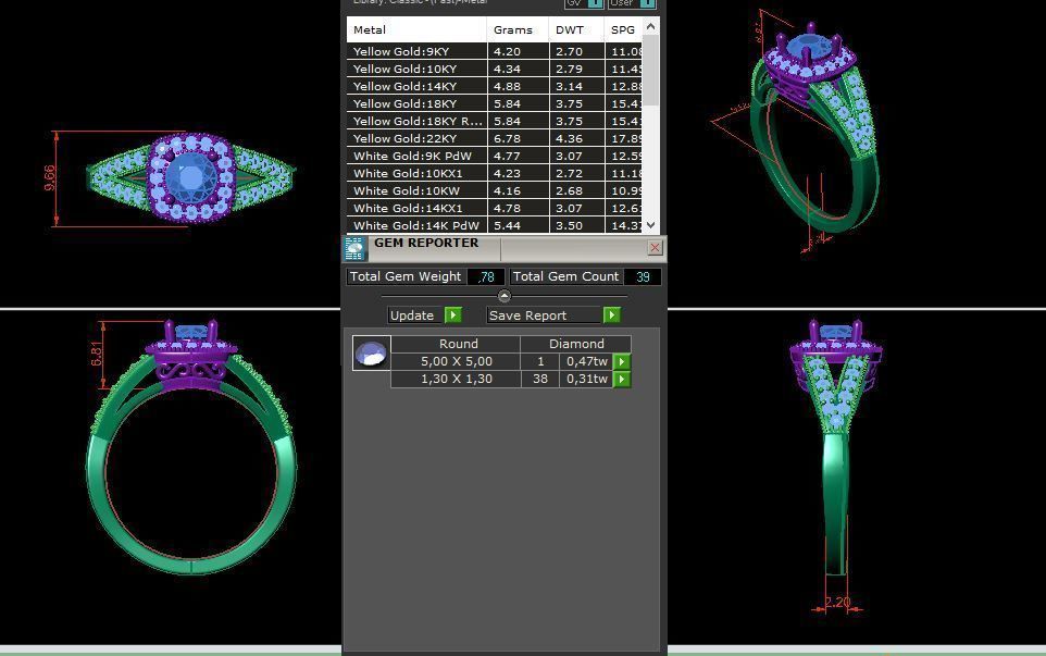 solitaire with ring sizes  8 part S79 3D print model_12