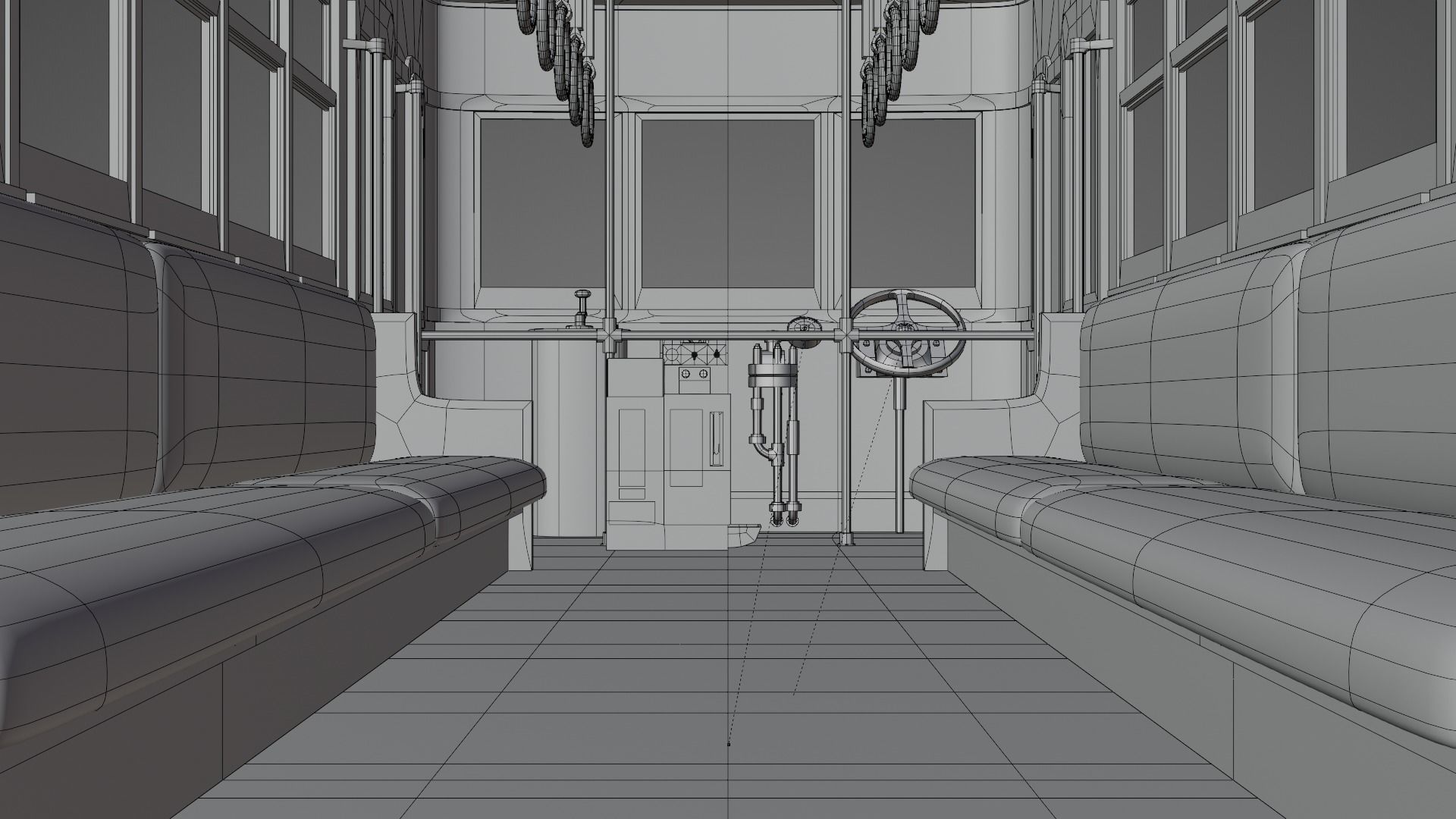 Japanese retro train 3D model_13