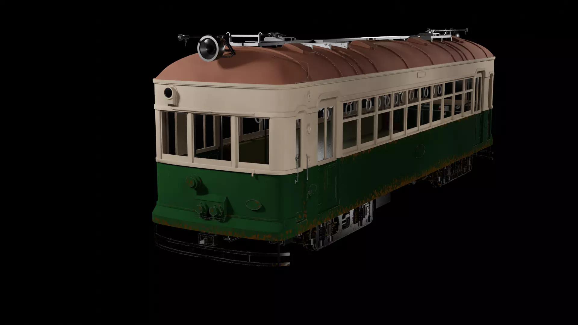 Japanese retro train 3D model_0