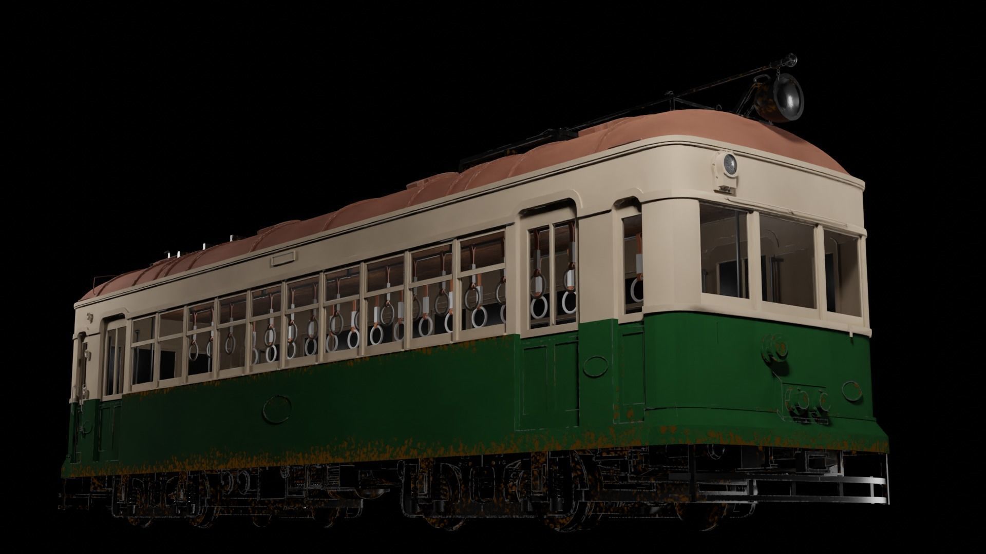 Japanese retro train 3D model_1