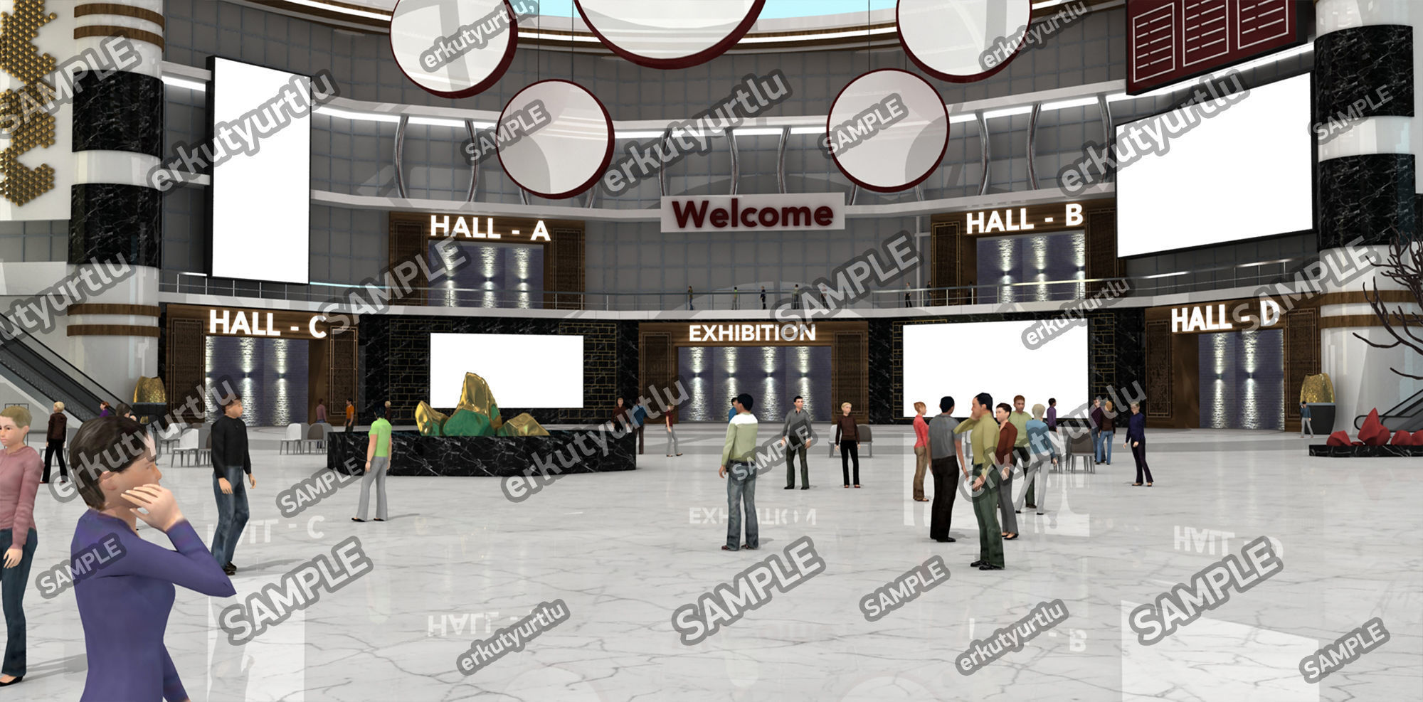 Virtual Congress Lobby Stage 001 3D model_4