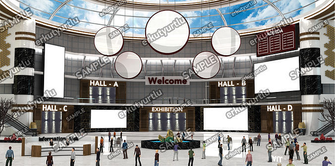 Virtual Congress Lobby Stage 001 3D model