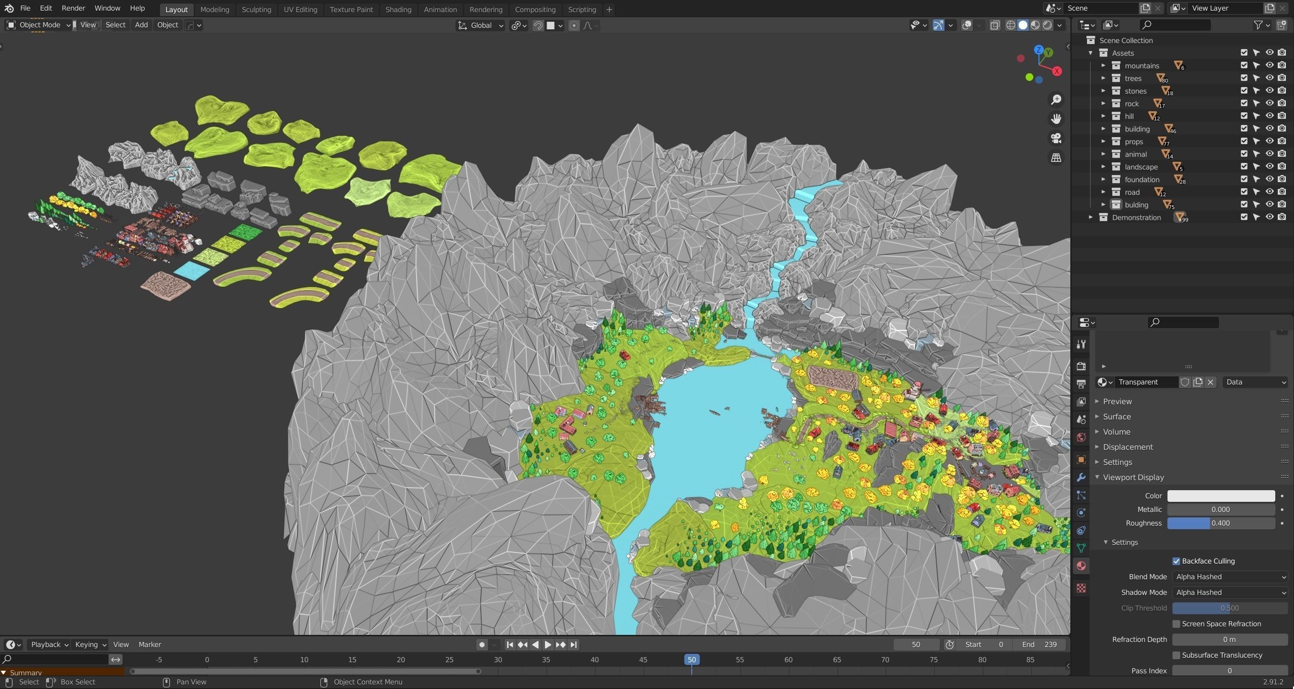 Village 2 Low-poly 3D model_49