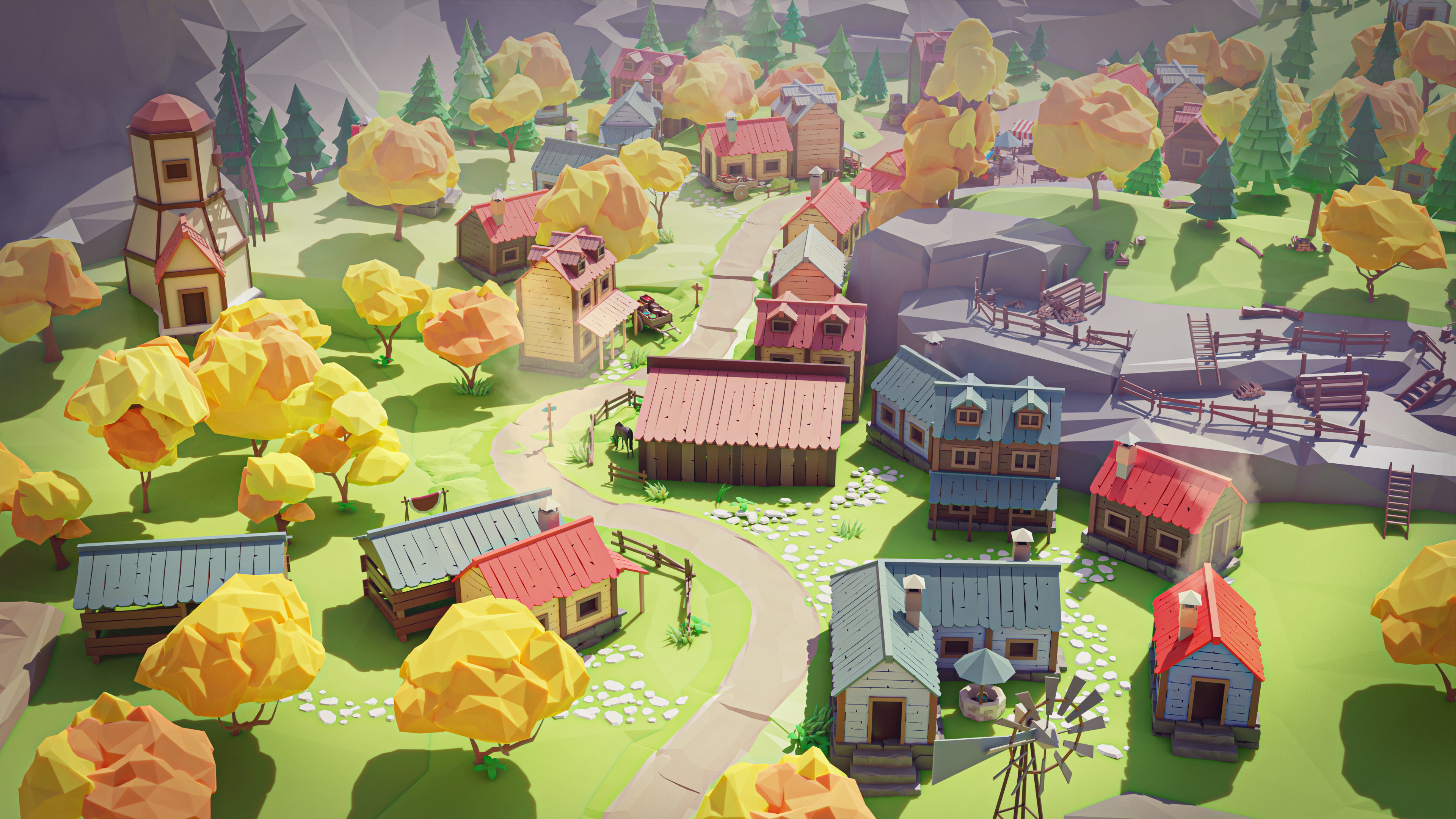 Village 2 Low-poly 3D model_15