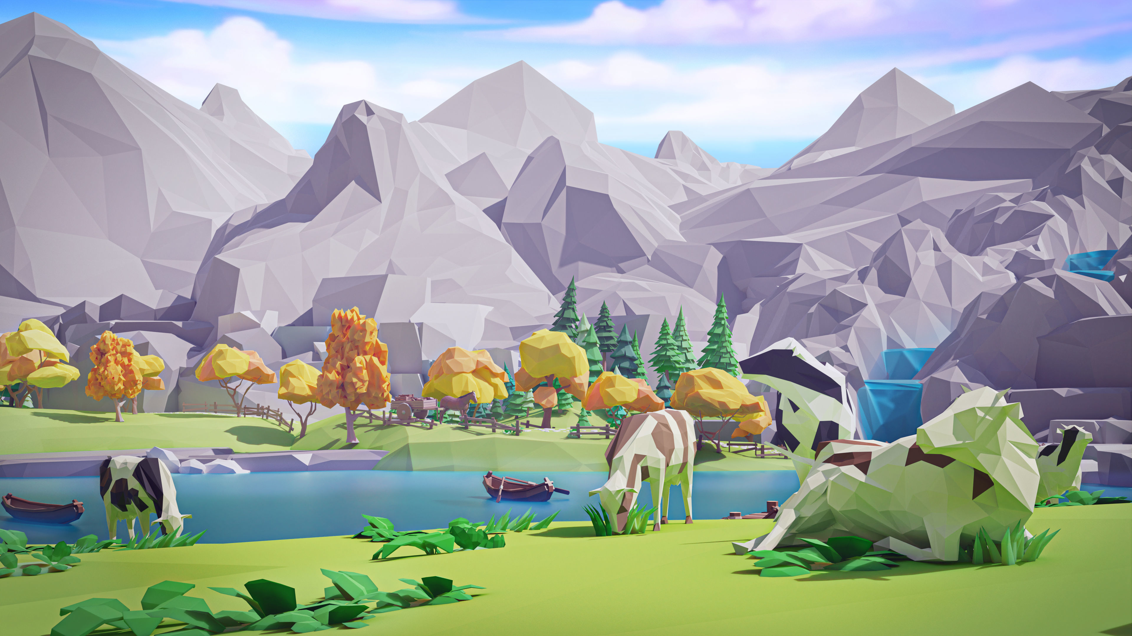 Village 2 Low-poly 3D model_19