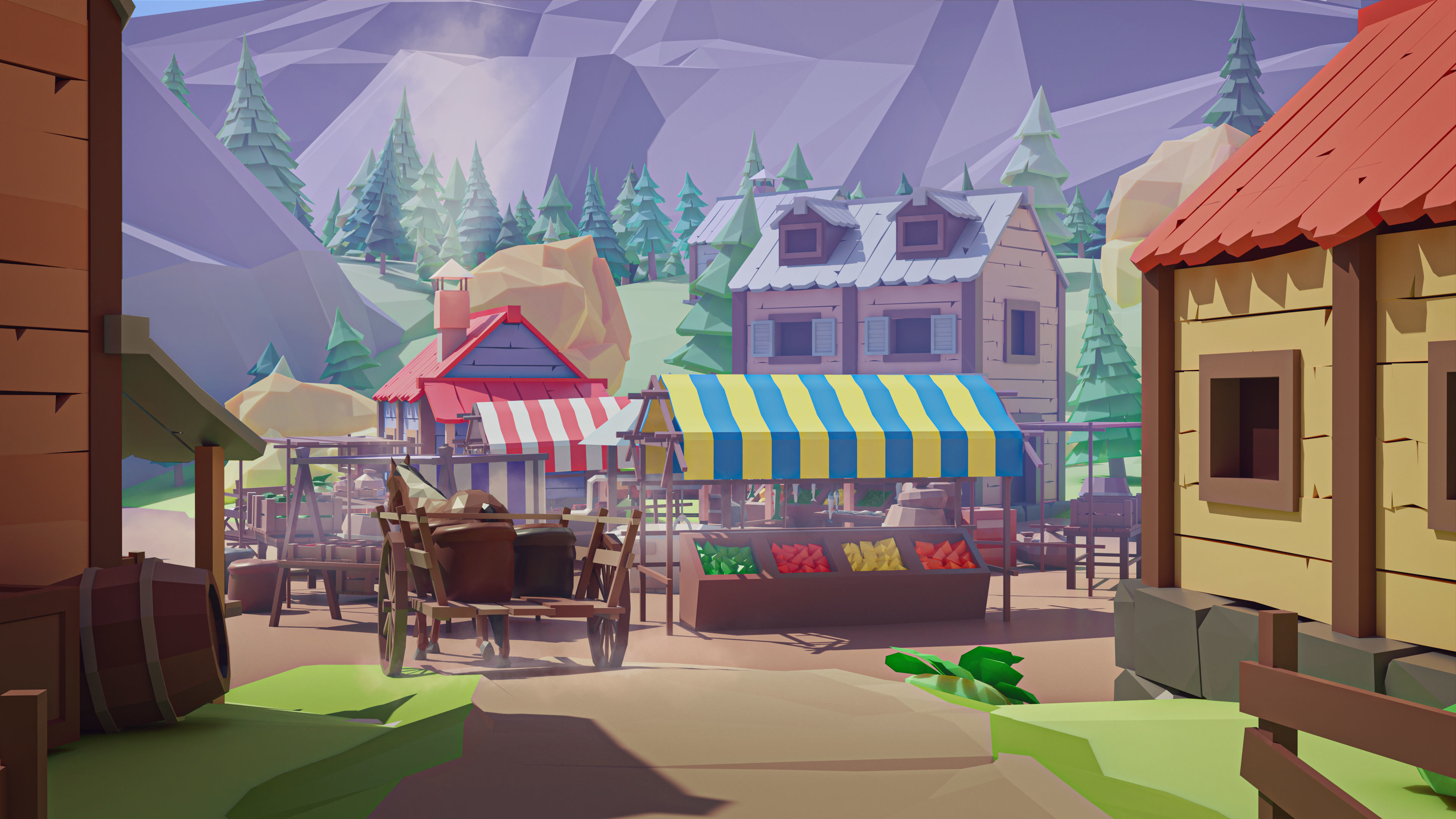 Village 2 Low-poly 3D model_9