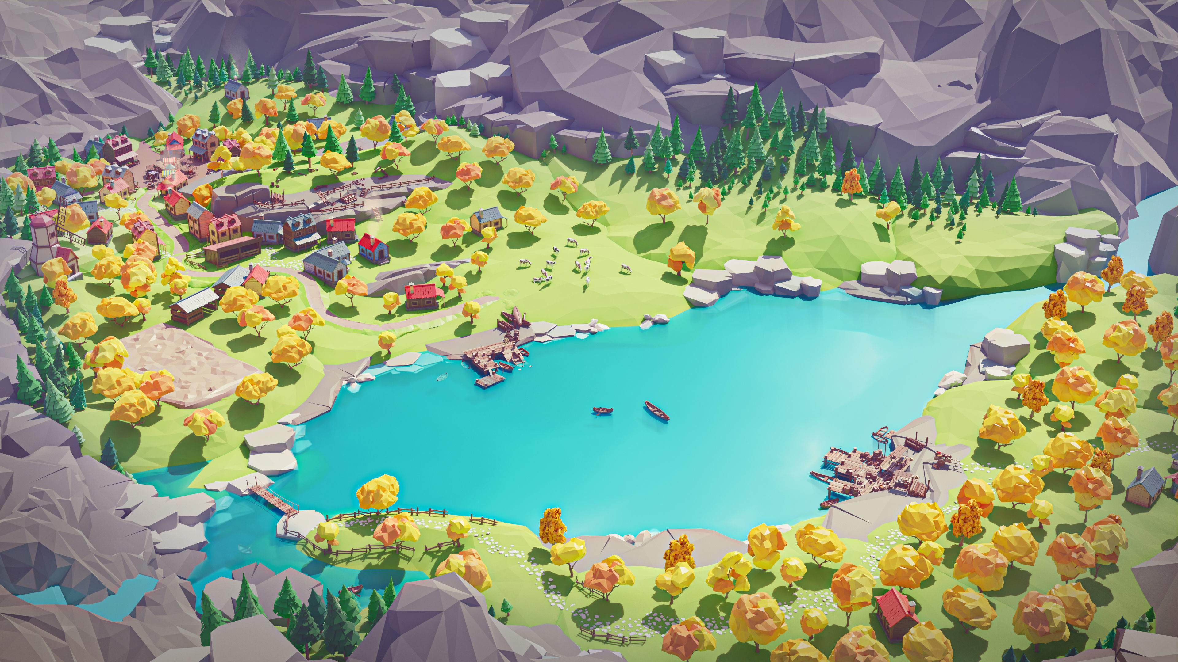 Village 2 Low-poly 3D model_12