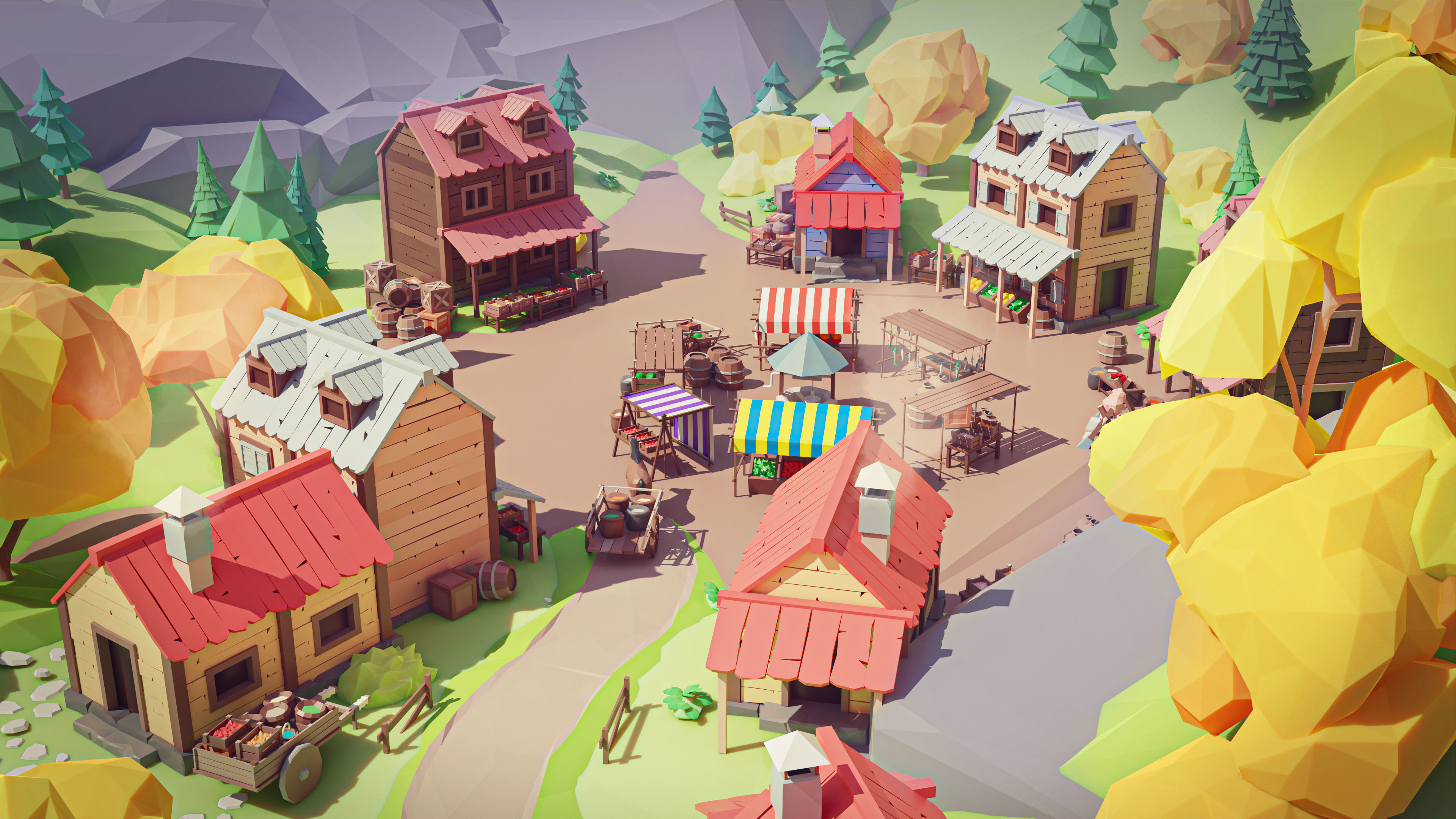 Village 2 Low-poly 3D model_20