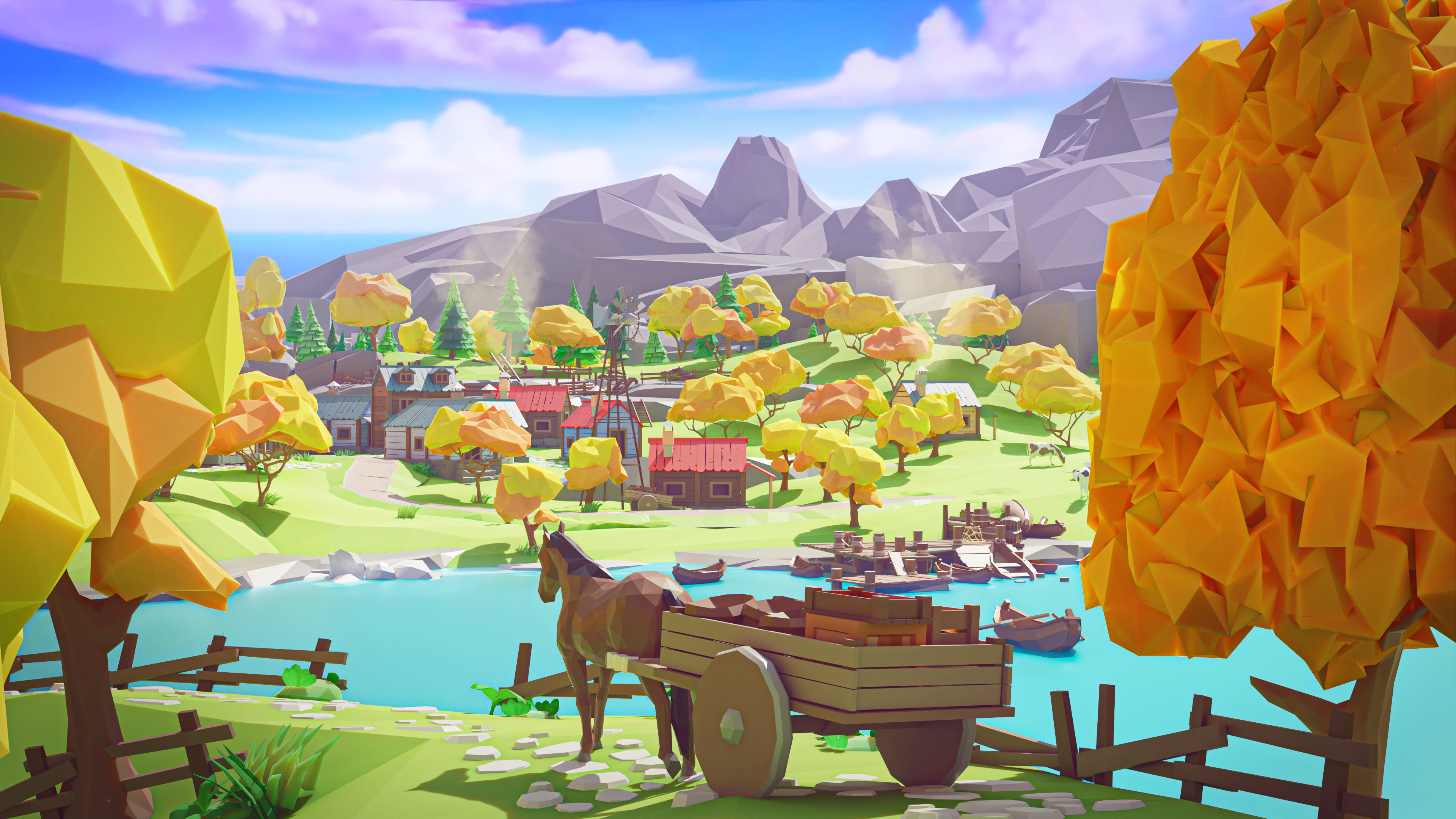 Village 2 Low-poly 3D model_10