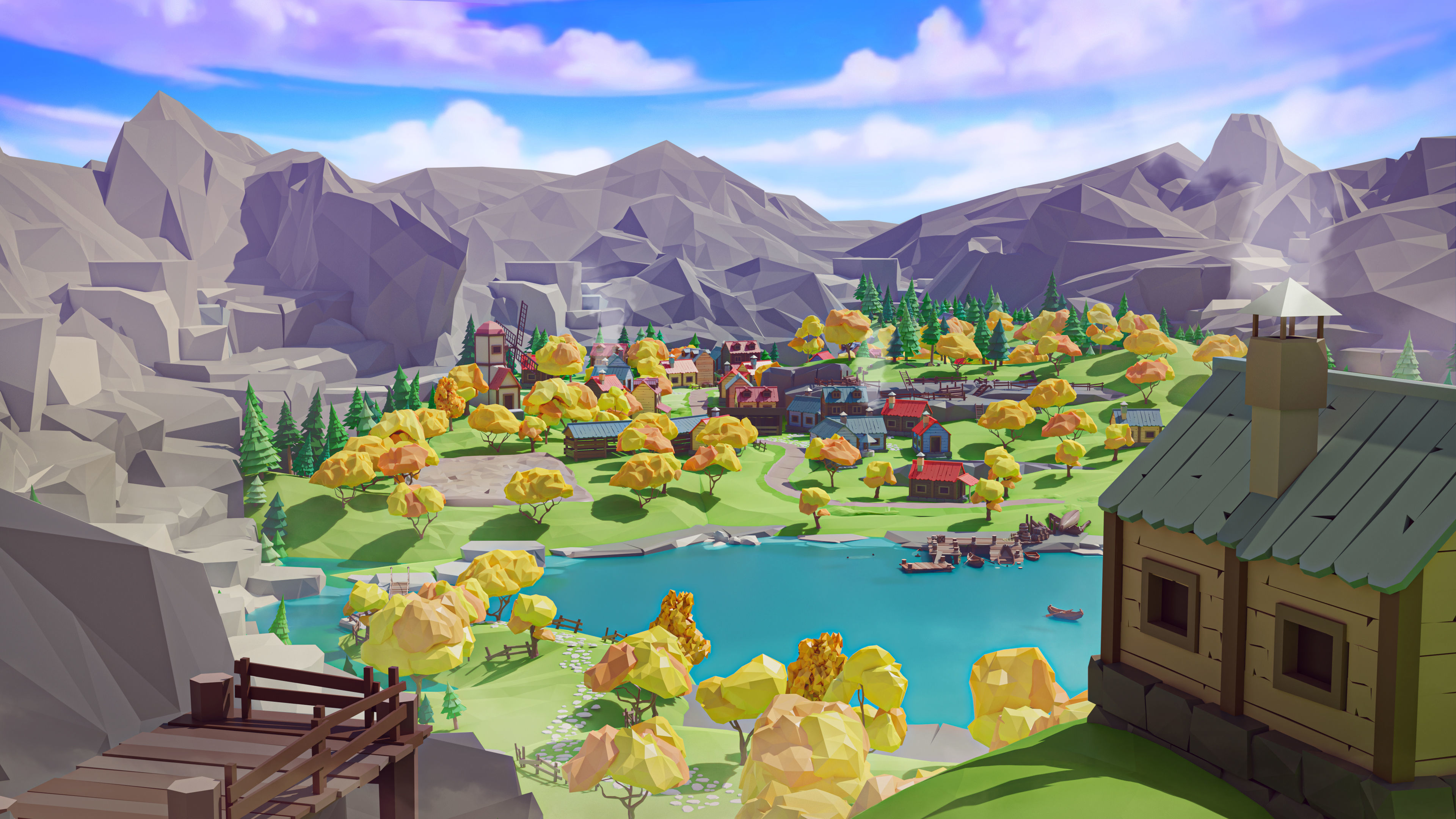 Village 2 Low-poly 3D model_5