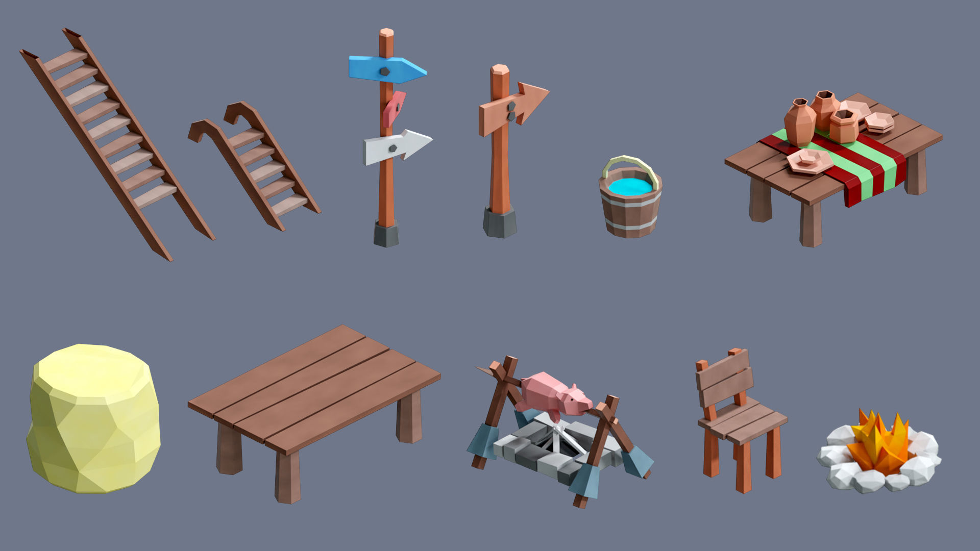 Village 2 Low-poly 3D model_26