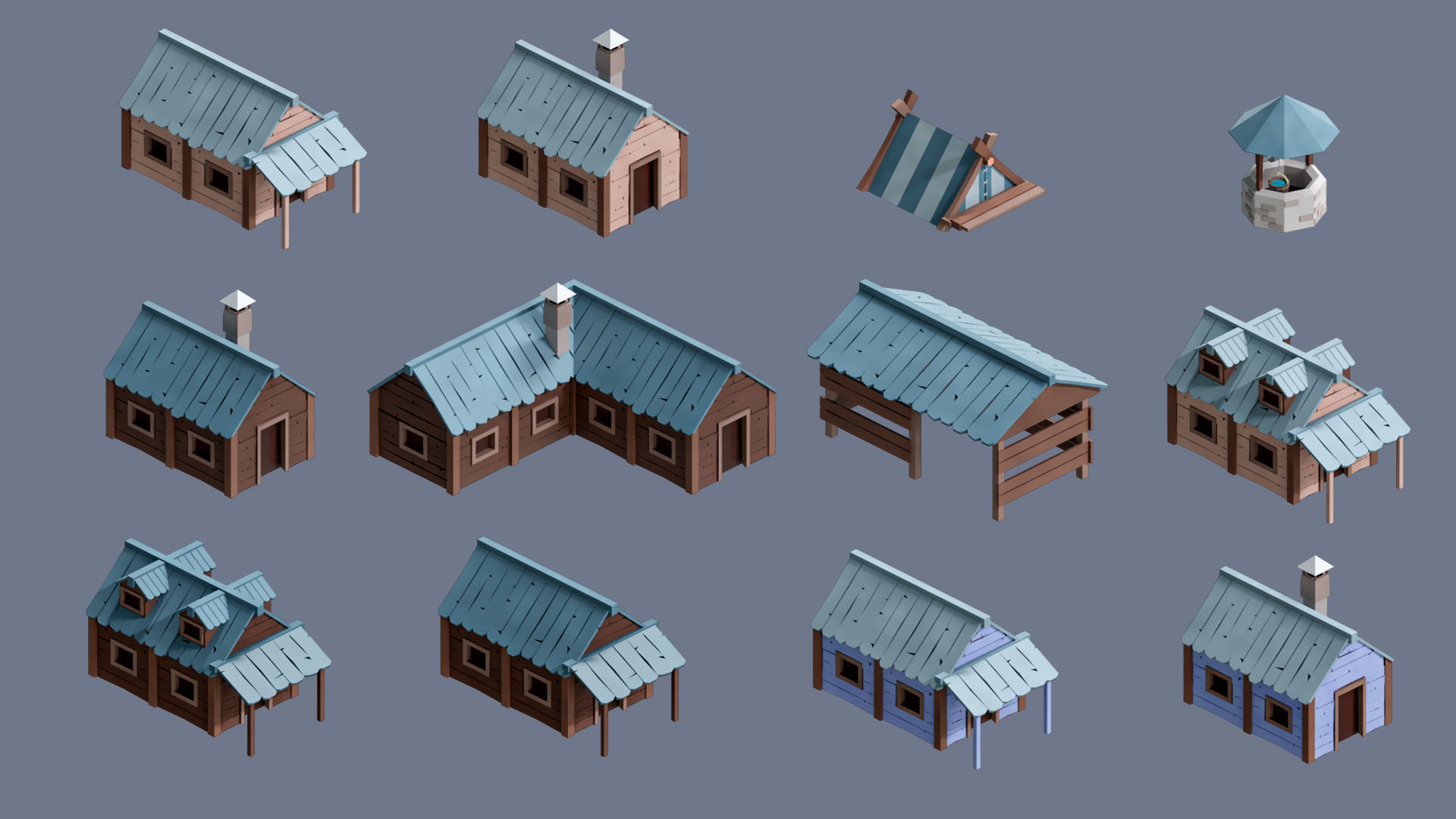 Village 2 Low-poly 3D model_23