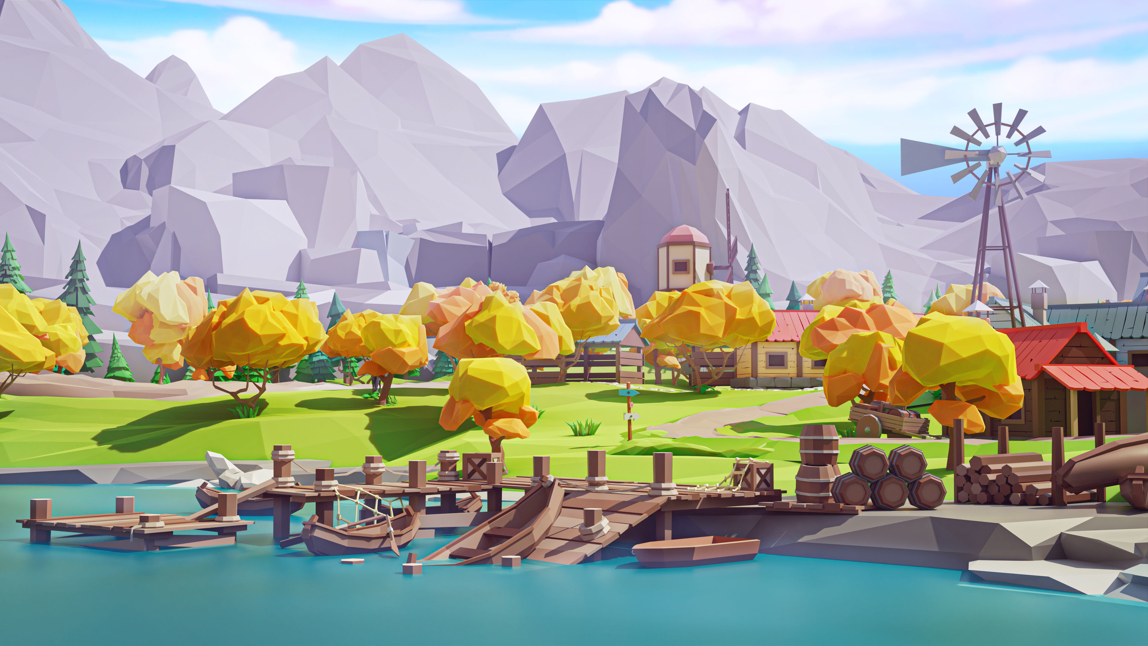 Village 2 Low-poly 3D model_17