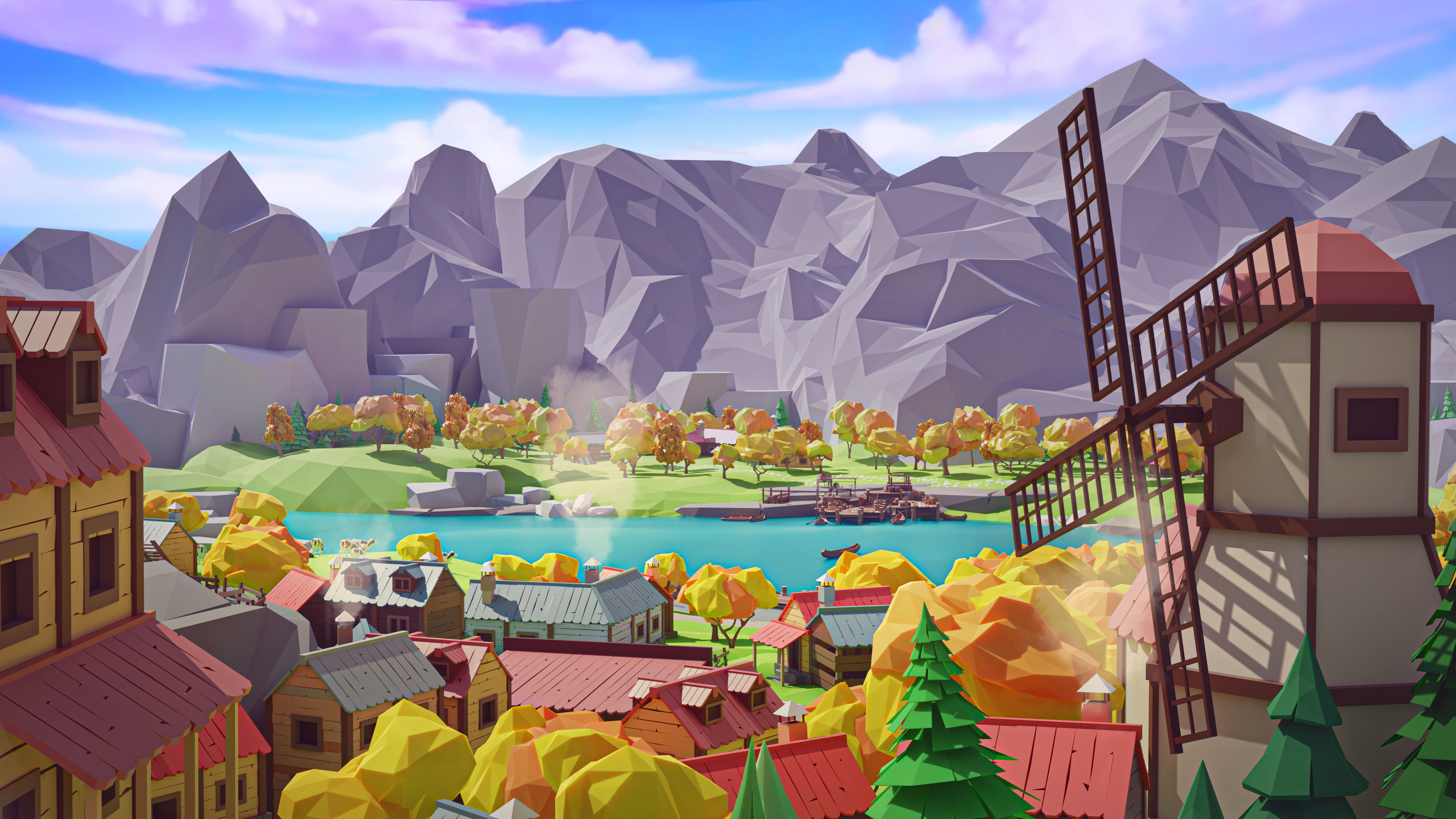 Village 2 Low-poly 3D model_2