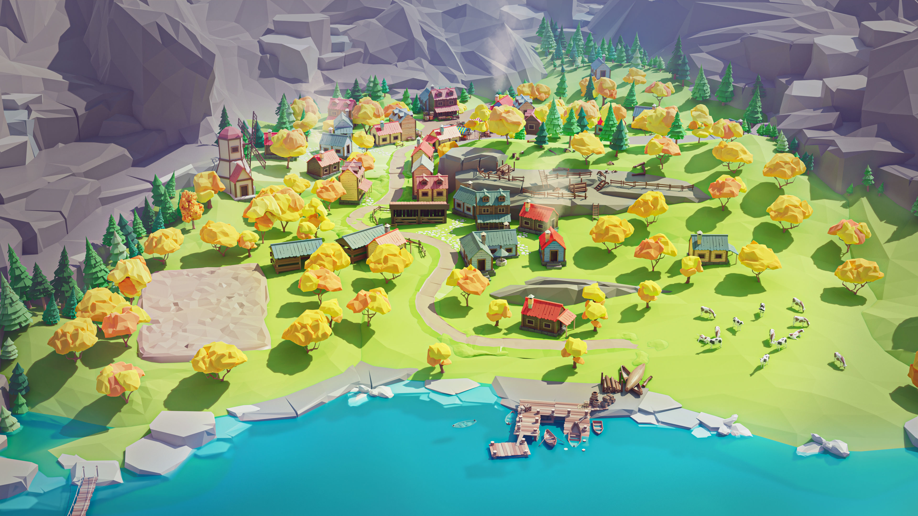 Village 2 Low-poly 3D model_8