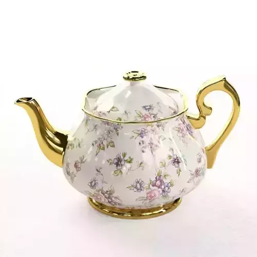Porcelain Teapot With Gold Spigot And Handle