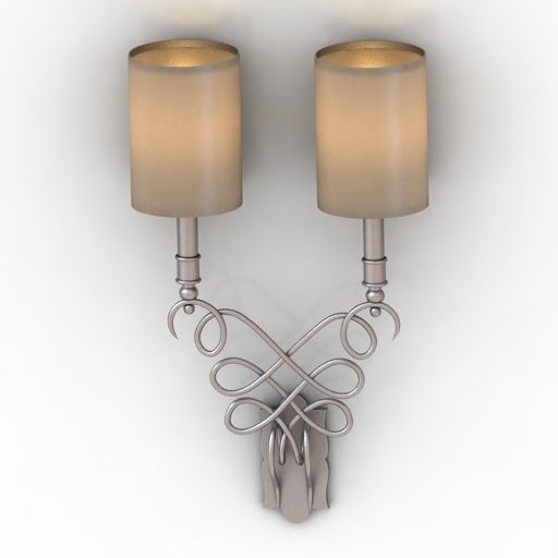 Sconce wall with two lamps 3D model_1