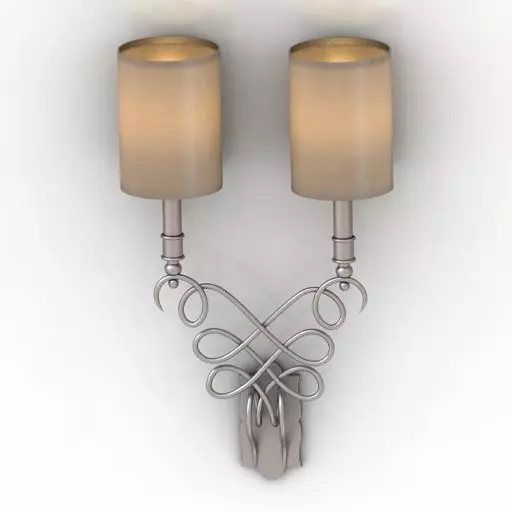 Sconce wall with two lamps 3D model_0