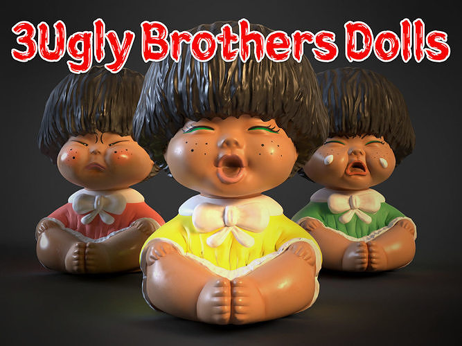Three Ugly Brothers Dolls 3D model Low-poly 3D model