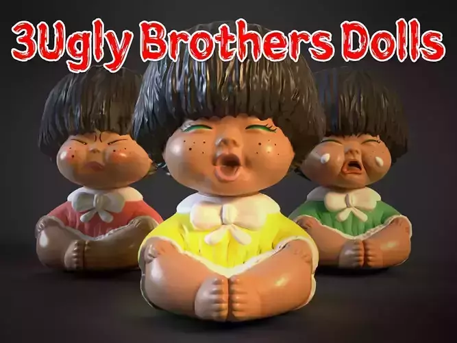Three Ugly Brothers Dolls 3D model