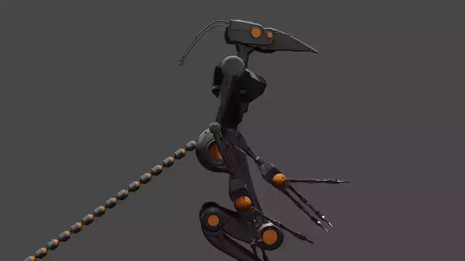 Robot creature with long stick