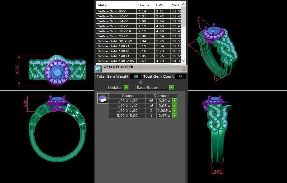 solitaire with ring sizes  8 part S92 3D print model_12