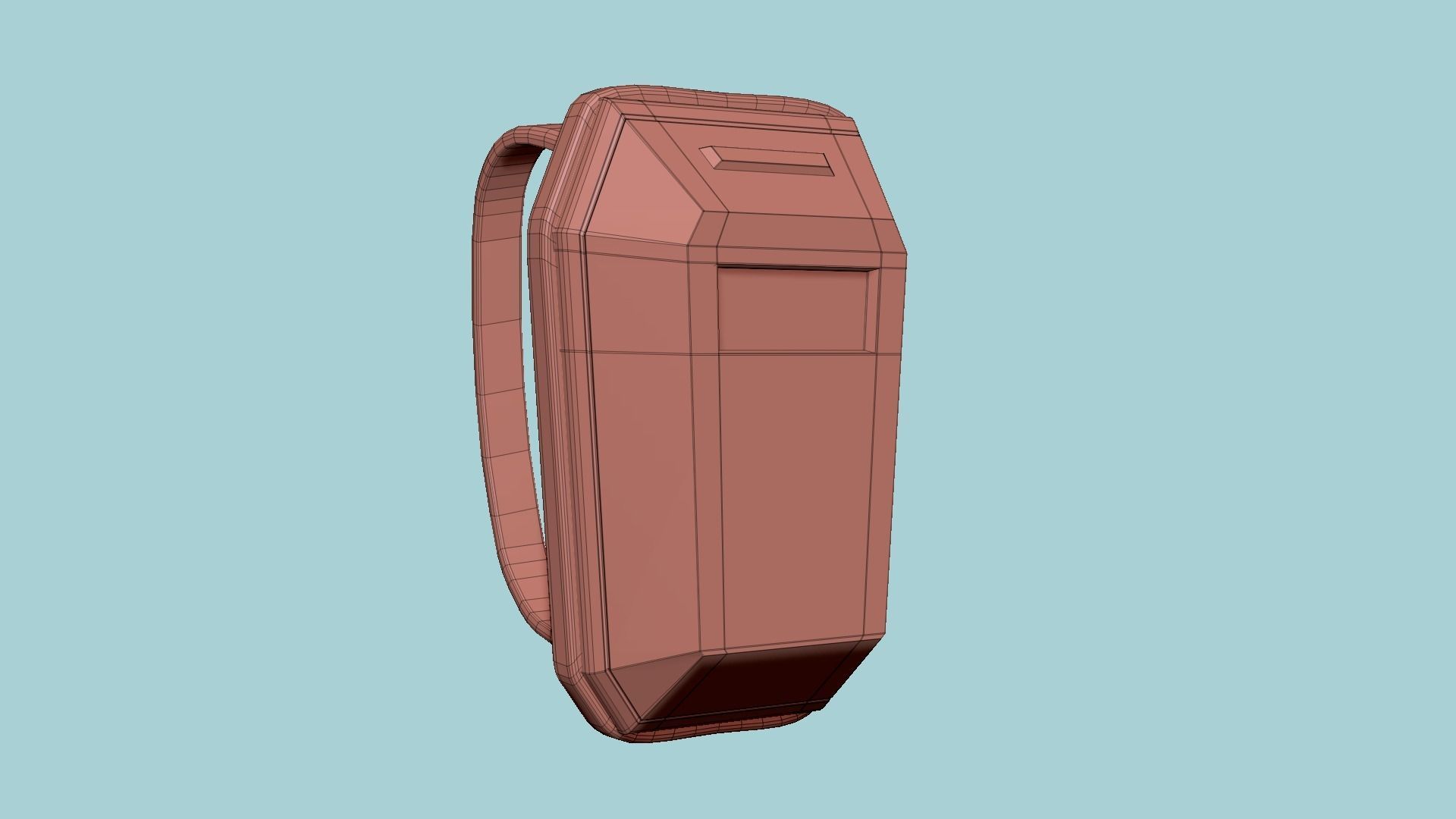 SciFi Backpack E08 Black Red - Fashion Character Design Low-poly 3D model_19