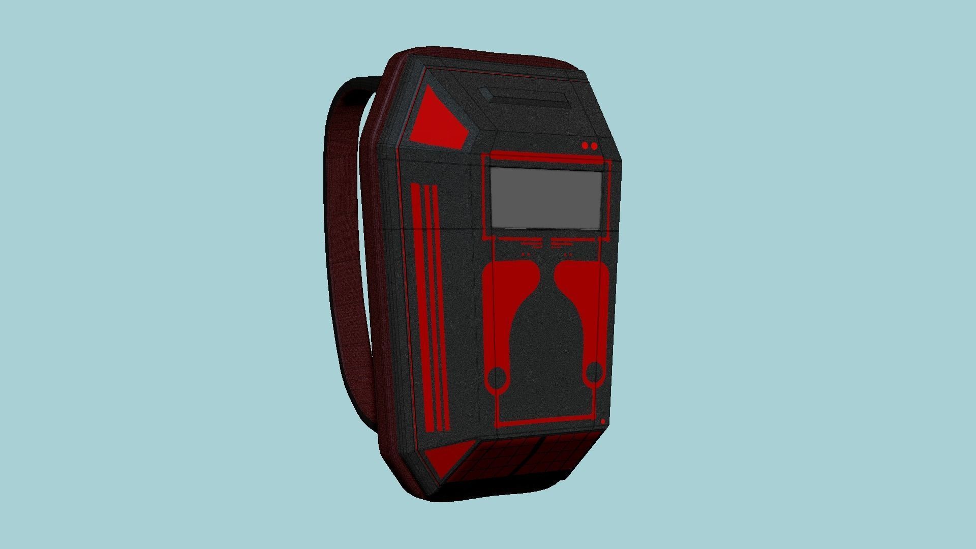 SciFi Backpack E08 Black Red - Fashion Character Design Low-poly 3D model_6