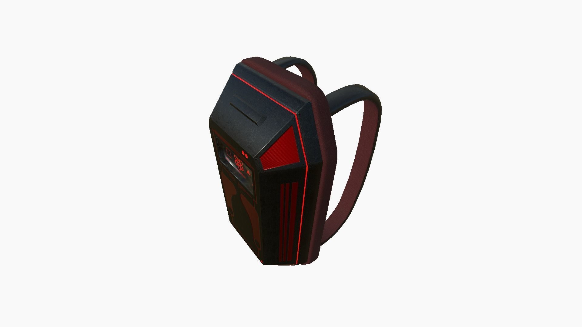 SciFi Backpack E08 Black Red - Fashion Character Design Low-poly 3D model_2