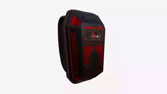 SciFi Backpack E08 Black Red - Fashion Character Design Low-poly 3D model