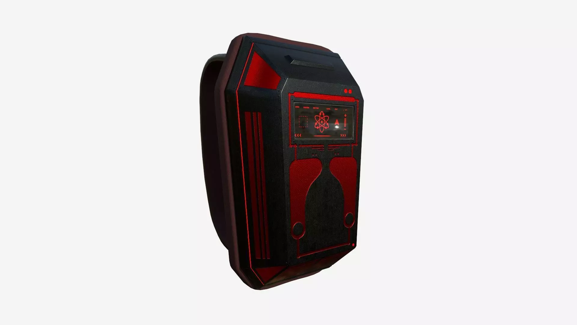 SciFi Backpack E08 Black Red - Fashion Character Design Low-poly 3D model_0
