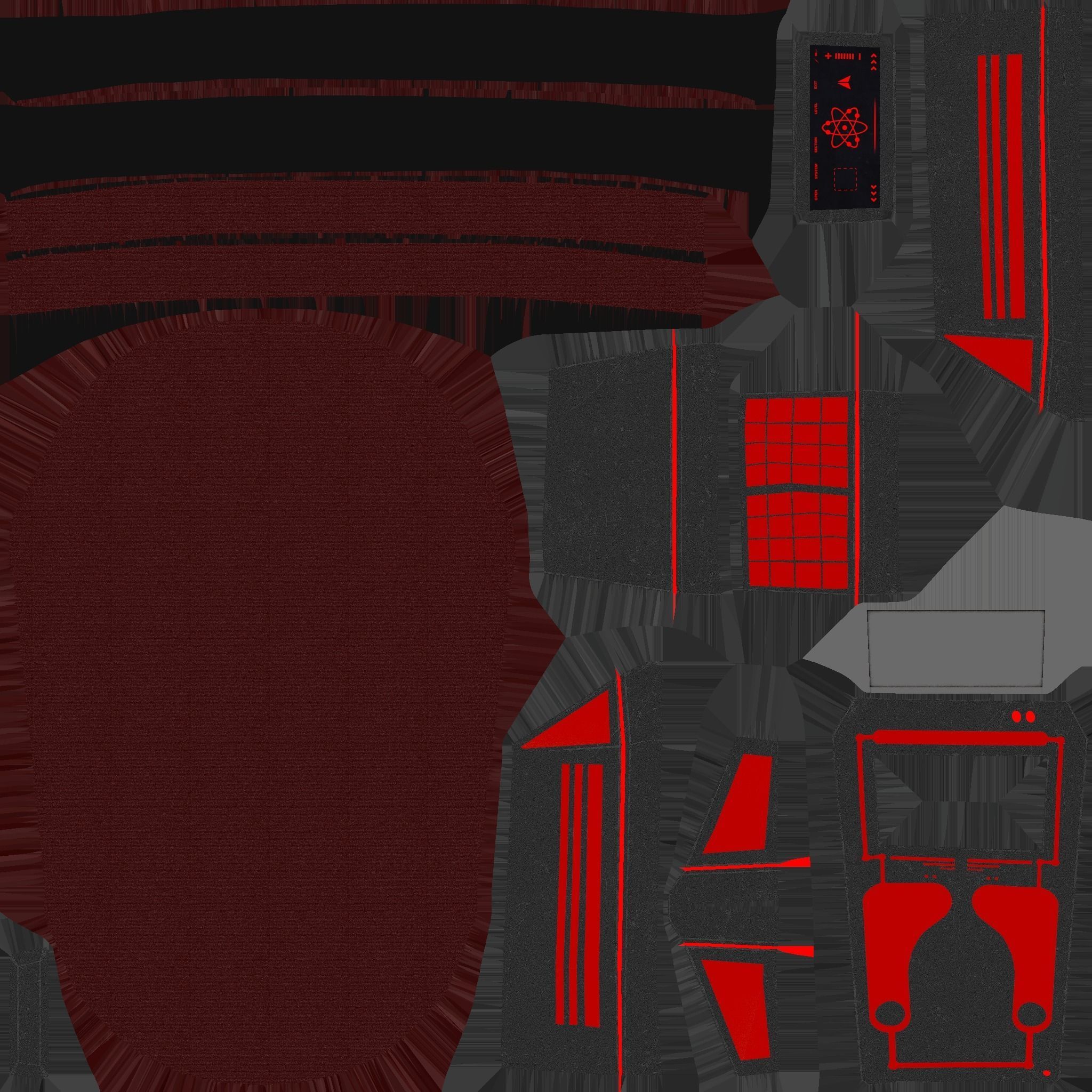 SciFi Backpack E08 Black Red - Fashion Character Design Low-poly 3D model_21