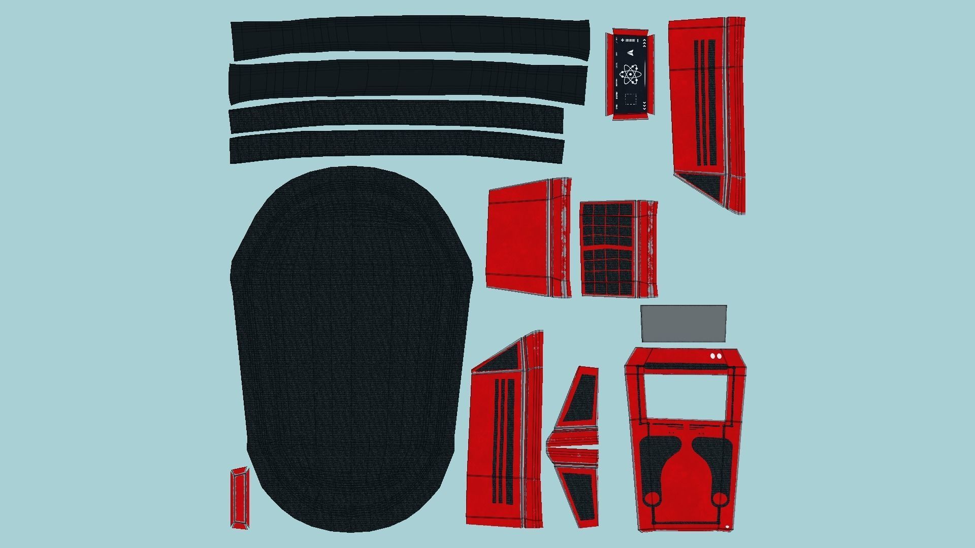 SciFi Backpack E09 Red - Fashion Character Design Low-poly 3D model_5