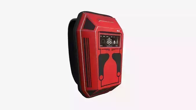 SciFi Backpack E09 Red - Fashion Character Design Low-poly 3D model