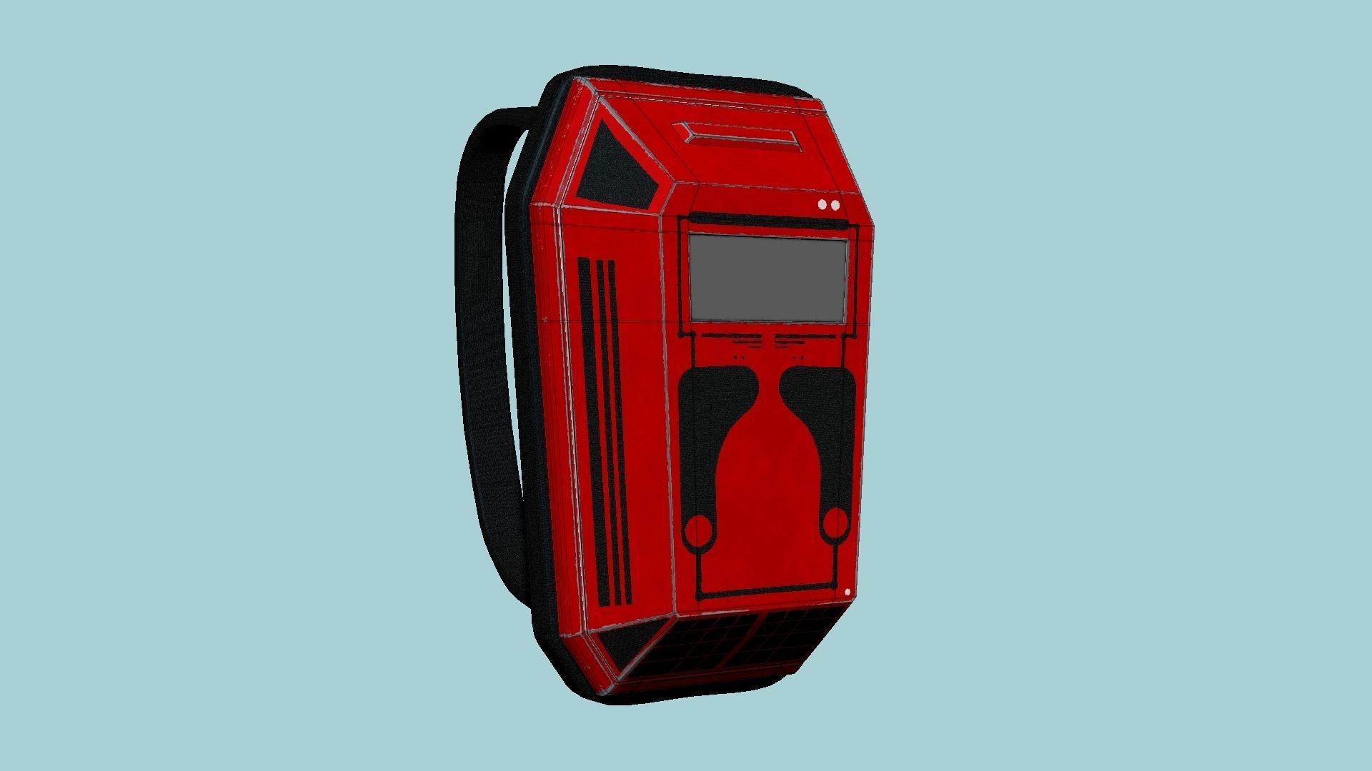 SciFi Backpack E09 Red - Fashion Character Design Low-poly 3D model_6
