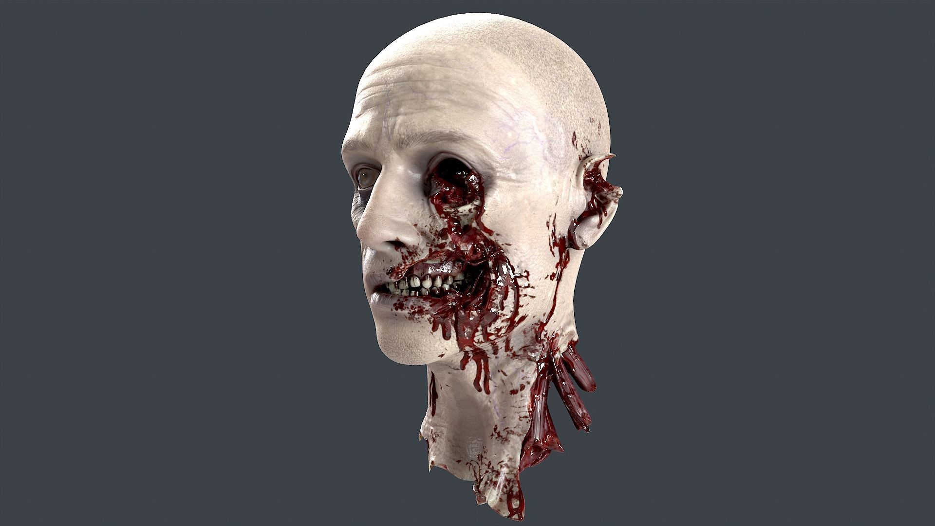 Severed Head Low-poly 3D model_5