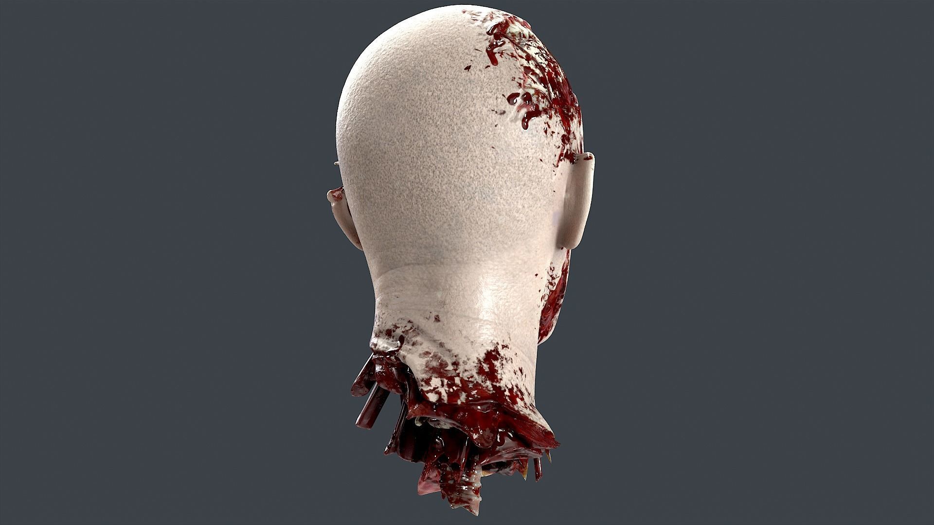Severed Head Low-poly 3D model_3