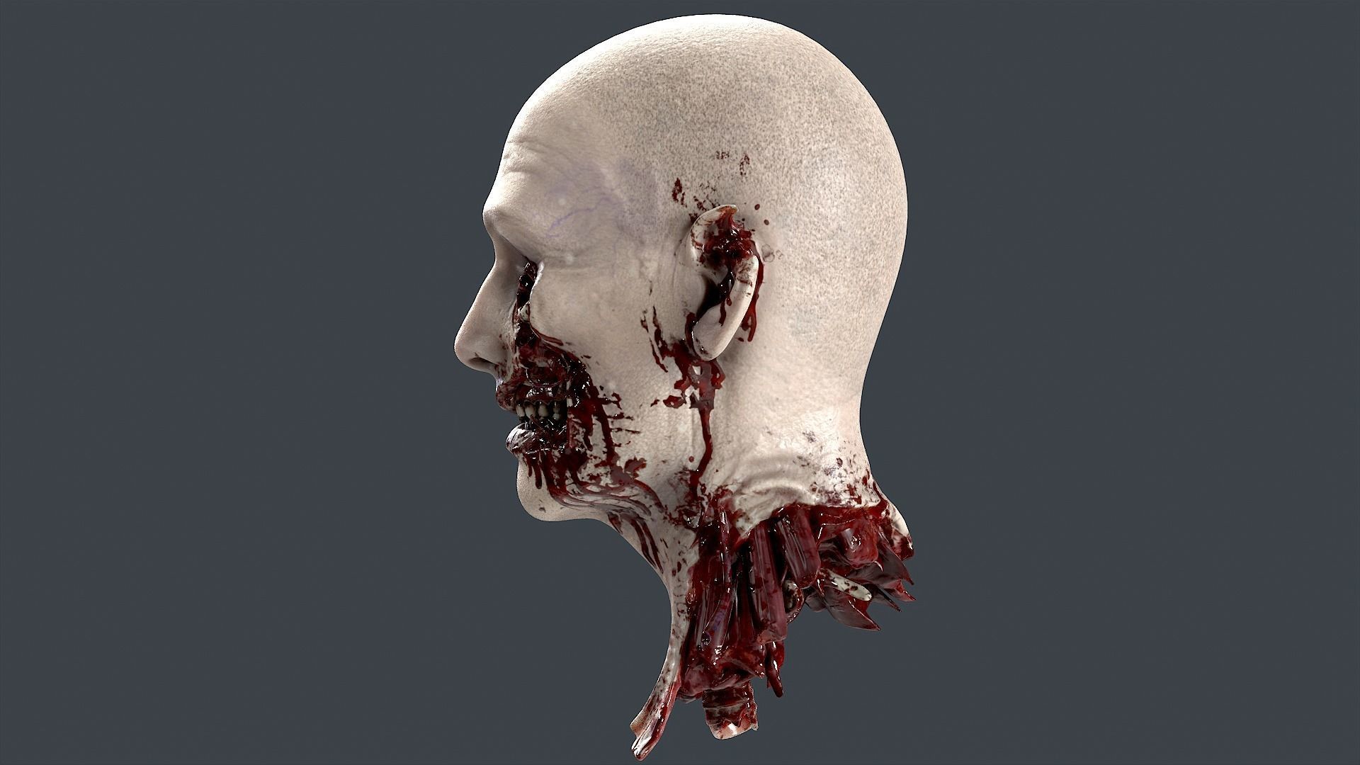 Severed Head Low-poly 3D model_4