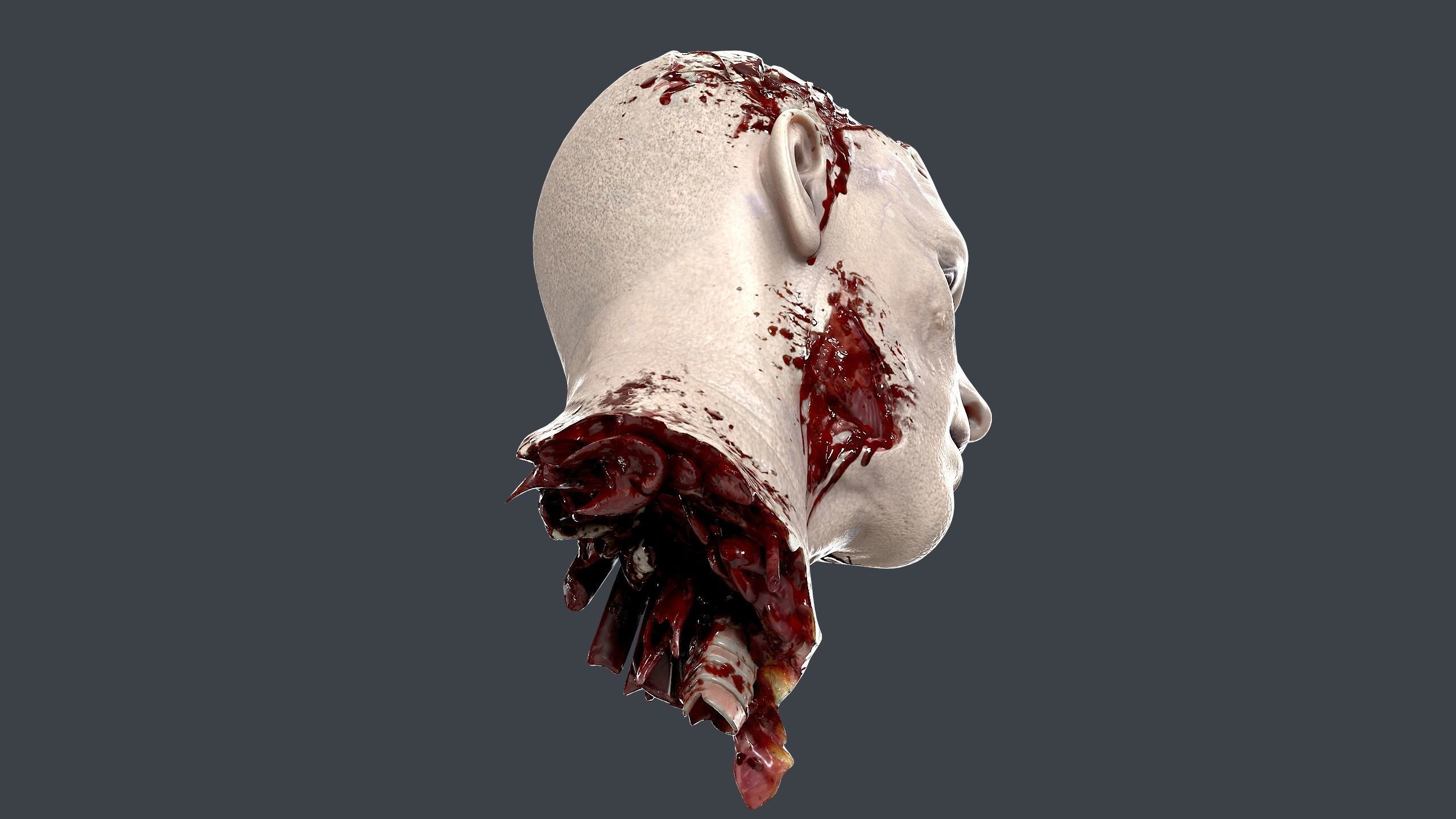 Severed Head Low-poly 3D model_7