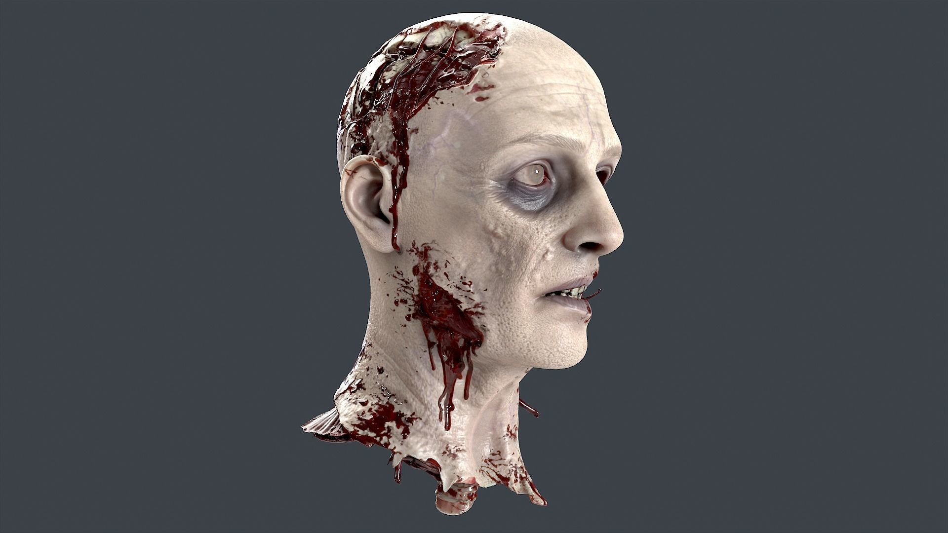 Severed Head Low-poly 3D model_2