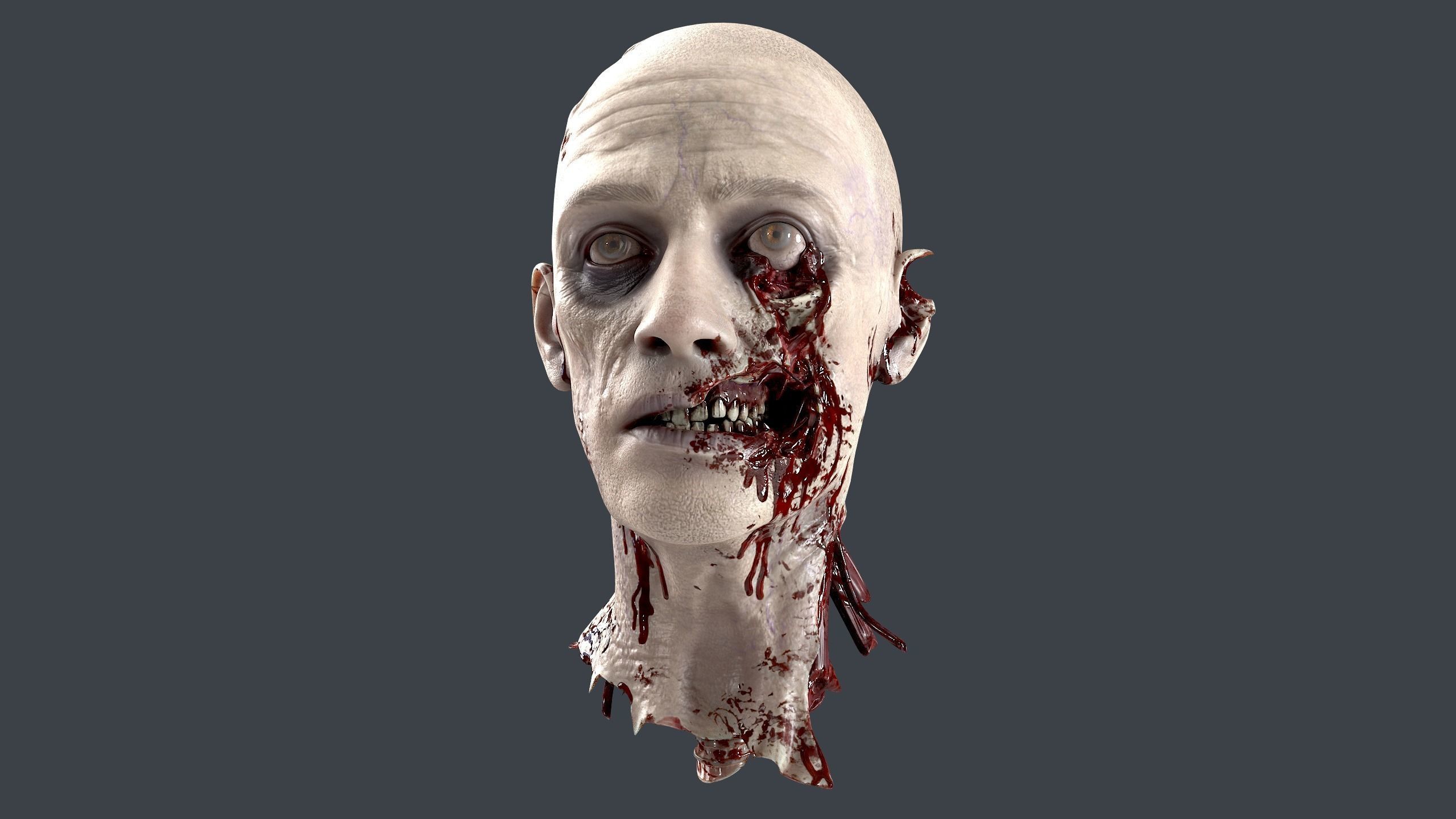 Severed Head Low-poly 3D model_6