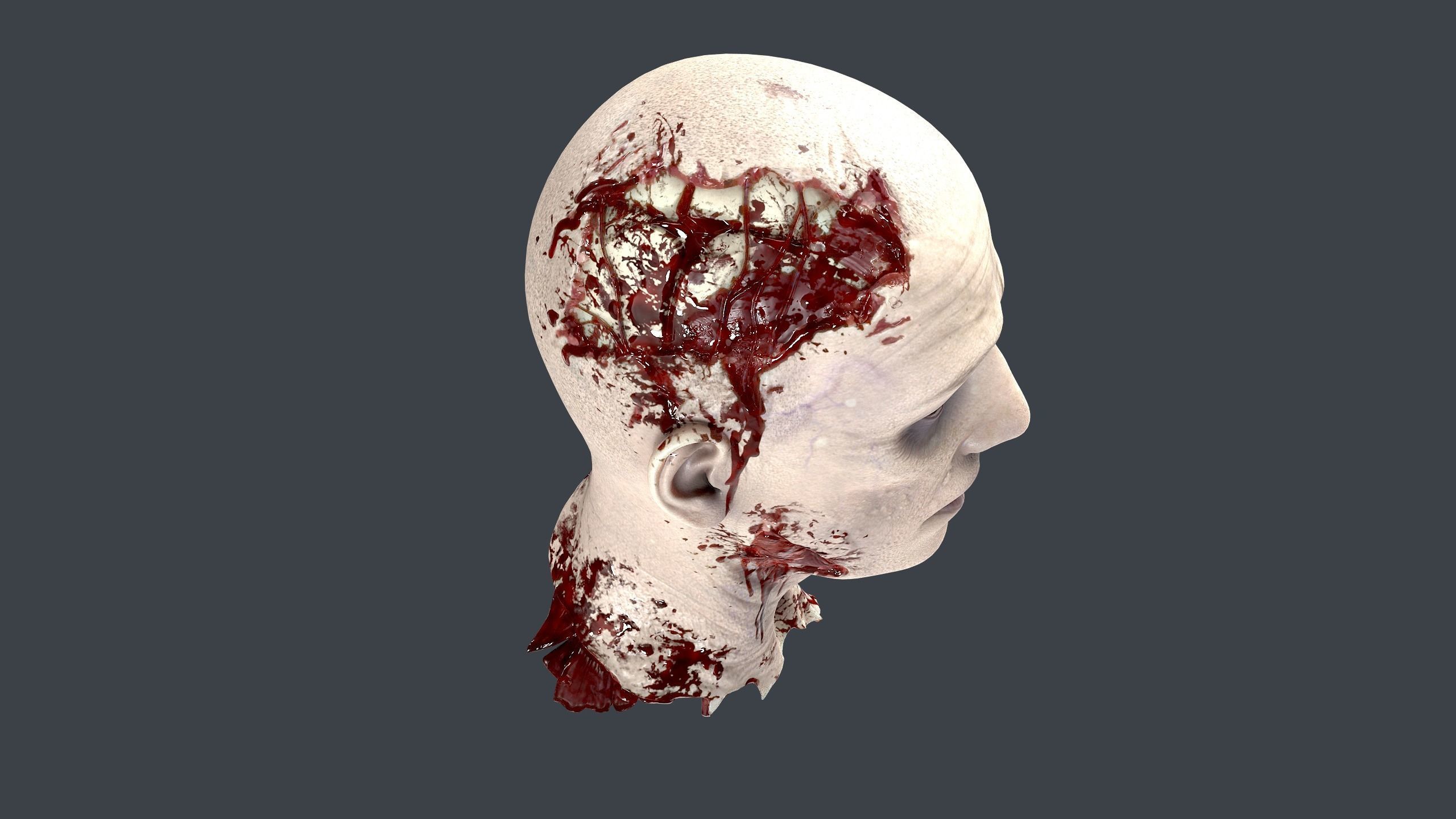 Severed Head Low-poly 3D model_10