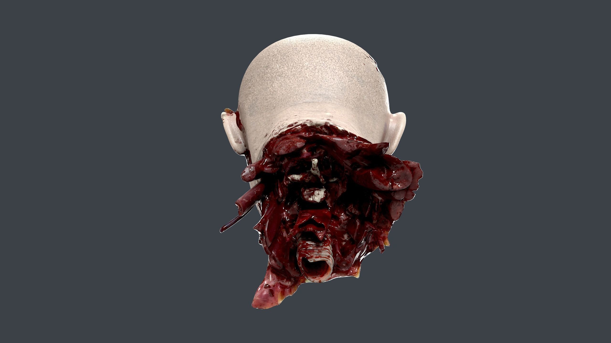Severed Head Low-poly 3D model_9