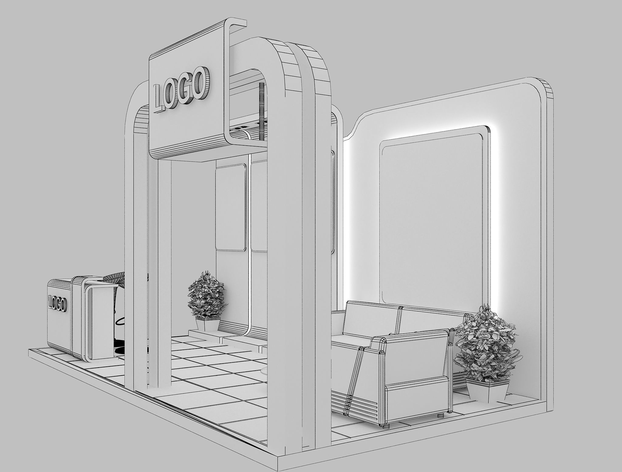 Booth Exhibition Stand a8 3D model_5