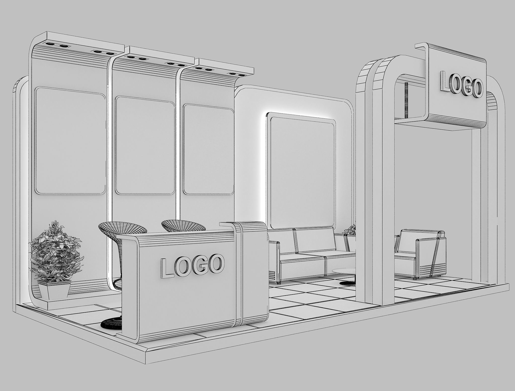Booth Exhibition Stand a8 3D model_1
