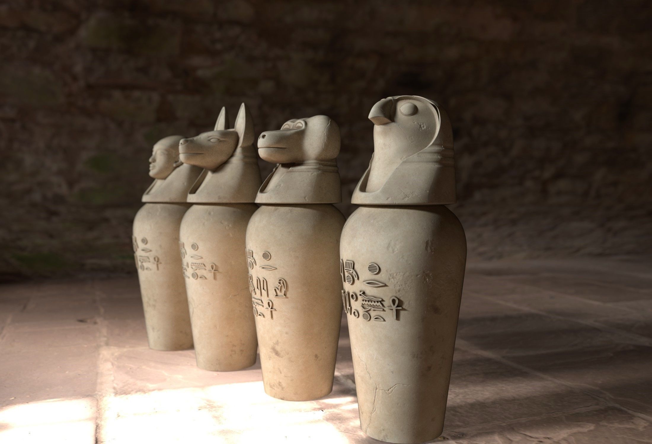 Canopic Jars 3D model_1